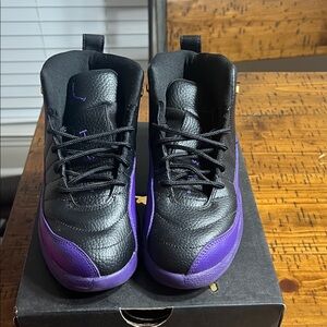 Jordan Kids Black and Purple Sneakers